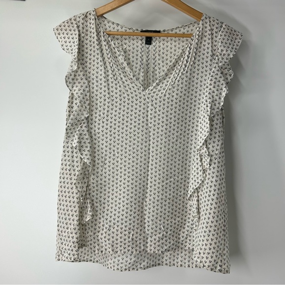 J. Crew Tops - J. Crew Cream and Black Ruffle Sleeve Blouse Silk